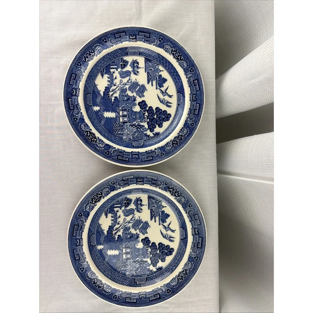 Set Of 2 Wedgwood of Etruria & Barlaston Willow Plate England Salad 8